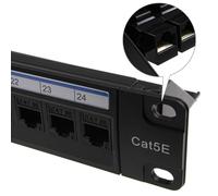 Panel De Parche RJ45 CAT5E Montaje En Rack De 24 Puertos Con Barra Trasera