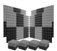 Panel de pared acústico de espuma de 12 piezas, esponja insonorizante Pyramid Studio, 12 x 12 x 2 pulgadas, color gris, morado, rojo, azul y negro(Grey)