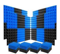 Panel de pared acústico de espuma de 12 piezas, esponja insonorizante Pyramid Studio, 12 x 12 x 2 pulgadas, color gris, morado, rojo, azul y negro(Blue)