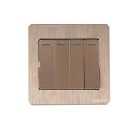 Panel de pared con interruptor de luz dorado, 1/2/3/4 entradas, 1 vía, paquete de 2 encendido y apagado(4-gang)