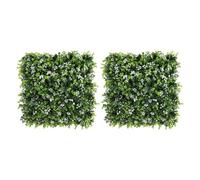 Panel de pared de césped artificial, 50 x 50 cm, resistente a los rayos UV, para decoración de jardín interior y exterior, paquete de 2 pantallas de privacidad verdes (A)