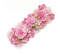 Panel de pared de flores artificiales, arreglos florales de seda simulada que conduce al arco de boda, arreglo floral para bodas, fiestas, áreas de fotos, 50 x 20 cm (rosa oscuro)