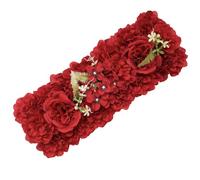 Panel de pared de flores artificiales, arreglos florales de seda simulada que conduce al arco de boda, arreglo floral para bodas, fiestas, áreas de fotos, 50 x 20 cm (rojo)