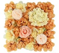 Panel de pared de flores de hortensias de crisantemo artificial de 30 x 30 cm, telón de fondo de plástico realista, arreglo floral realista, resistente a la decoloración para bodas, fiestas