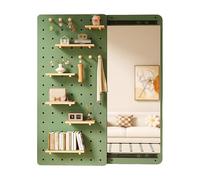 Panel de pared de madera con espejo, kit de tablero de control modular para dormitorio, oficina, baño, sistema de pared, solución de almacenamiento versátil