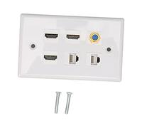 Panel de Placa de Pared HDMI, Enchufe de Pared Multimedia HD, Placa de Pared Ethernet de 6 Puertos con 3 X HDMI, 1 X TV Tipo F y 2 X Placa de Pared AV de Red Cat 6 RJ45 para el