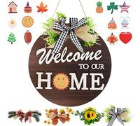 Panel de puerta de bienvenida, panel de bienvenida para puerta | Percha de puerta a nuestra casa | Panel de bienvenida para puerta de entrada, panel de bienvenida de madera para decoración