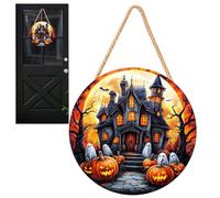 Panel De Puerta De Halloween - Decoraciones De Puerta De Halloween De Madera 2D,Decoraciones Fantasma Calabaza Casa Embrujada Capitán Pirata para Jardín Sala Pared Chimenea Ventana