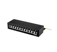 Panel de Red metálico blindado CAT6a de 8 Puertos y 10 Gbps, for Montaje en Pared o Rack 1U, Compatible con Cables CAT5e/6/6a/7(Desktop Model 12Port)