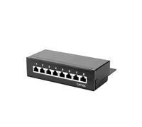 Panel de Red metálico blindado CAT6a de 8 Puertos y 10 Gbps, for Montaje en Pared o Rack 1U, Compatible con Cables CAT5e/6/6a/7(Desktop Model 8Port)