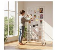 Panel De Rejilla, Móvil Expositor Con Ruedas Y 20 Ganchos En Forma S, Soporte Alambre Para Venta Al Por Menor Para Ferias Artesanía, Decoración Almacenamiento(Blanco,60x40x120cm)