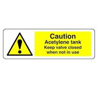 Panel de seguridad "Acetylene Tank Keep Valve Closed When Not In Use" de plástico rígido de 1,2 mm para uso en interiores y exteriores (450 mm x 200 mm) Distancia de visualización a