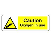 Panel de seguridad "Fition Oxygen In Use" de plástico rígido de 1,2 mm para uso en interiores y exteriores (600 mm x 300 mm) Distancia de visualización de hasta 14 m.
