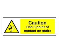Panel de seguridad "Fition Use 3 Point Of Contact On Stairs" de plástico rígido de 1,2 mm para uso en interiores y exteriores (450 mm x 150 mm) Distancia de visualización a menos de 7 m.