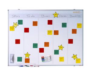 Panel de tareas para Scrum y Kanban eurokraft basic, con 5 franjas