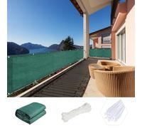 Panel de valla de jardín personalizable de 130 x 500 cm, color verde oscuro, con ojales y lazos para terraza, terraza, solución al aire libre