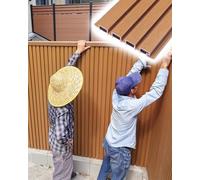 Panel de valla de privacidad, compuesto de plástico de madera, diseño texturizado estriado para barandilla decorativa de patio y terraza, barrera de listones para uso interior y exterior