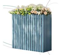 Panel de valla de privacidad de aire acondicionado para exteriores, fácil instalación, cubierta de madera para aire acondicionado, color azul. Una pequeña protección de pantalla decorativa para