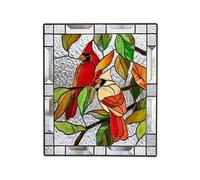 Panel de vidriera cardenal, panel de pájaros de 20 cm, colgante de ventana de vitral, colgante de ventana de vidriera para ventanas, pared, rojo