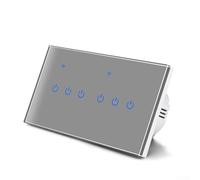 Panel de vidrio inteligente con interruptor táctil WiFi compatible con aplicación de control de voz, control remoto de 2.4 GHz, múltiples opciones de banda, cable neutro, iluminación moderna para el