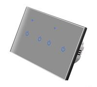 Panel de vidrio inteligente con interruptor táctil WiFi compatible con aplicación de control de voz, control remoto de 2.4 GHz, múltiples opciones de banda, cable neutro, iluminación moderna para el