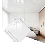 Panel Decorativo Pared y Techos Azulejos de Techo Blancos Puros y Brillantes, Despegables y Adheribles, Papel Tapiz de Espuma de PVC Espesado Insonorizado, Paneles de Techo(100pcs)