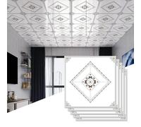 Panel Decorativo Pared y Techos Azulejos de Techo Suspendido Despegables y Pegables, Pegatinas de Imitación de Azulejo para Techo Moderno, Paneles Decorativos de Pared Interior de PVC Lavables(20pcs)
