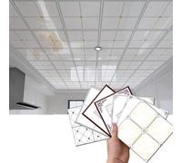 Panel Decorativo Pared y Techos Paneles de Techo Brillantes Despegables y Adhesivos, Azulejos Decorativos de Techo de Poliestireno con Textura de Mármol, Adhesivo de Pared Suspendido para Sala(F,5pcs)