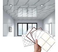 Panel Decorativo Pared y Techos Paneles de Techo Brillantes Despegables y Adhesivos, Azulejos Decorativos de Techo de Poliestireno con Textura de Mármol, Adhesivo de Pared Suspendido para Sala(I,5pcs)