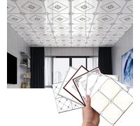 Panel Decorativo Pared y Techos Paneles de Techo Brillantes Despegables y Adhesivos, Azulejos Decorativos de Techo de Poliestireno con Textura de Mármol, Adhesivo de Pared Suspendido para Sala(C,5pcs)