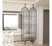 Panel Divisor De Ambientes De Vidrio Templado, Mampara Divisoria De Vidrio Translúcido Con Estructura De Acero Al Carbono Poste Con Pantalla De Privacidad Giratoria 360°(1 panel,235x30cm/92.5x11.8in)