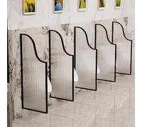 Panel divisor de orinal montado en la pared para hombres para barras y baños públicos, 3 piezas, diseño negro