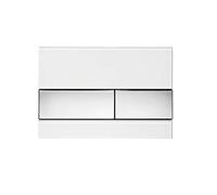 TECEsquare WC actuador placa de vidrio para tecnología de doble descarga, 9240802, Color: cristal blanco, teclas cromadas brillante