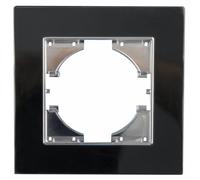 Panel empotrado de cristal negro, marco de 1 elemento, ideal para instalación eléctrica en hogares y oficinas.