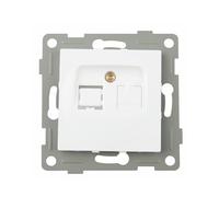 Panel empotrado RJ45 blanca, ideal para redes, con diseño moderno y funcionalidad para conexiones de datos.