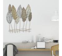 PANEL EN HIERRO Y MADERA CON HOJAS -C-