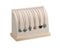 Panel Expositor Collares Soporte de exhibición collares con superficie PU/terciopelo, caballete múltiple moda, estante almacenamiento joyas, Base madera maciza gran tamaño(Beige)