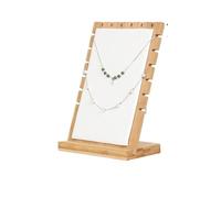 Panel Expositor Collares Soporte for presentación de joyería bambú, cuero PU, 17,5x9,5x25,5 cm, soporte for collar, cadena colgante, pulsera, tablero organizador(White)