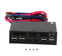 Panel Frontal del Panel Multimedia de 5,25 Pulgadas USB3.0 2.0 HUB ESATA SATA Audio Lector de Tarjetas múltiples Lector de Tarjetas Todo en para PC de Escritorio Plástico ABS