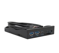 Panel Frontal Hub USB 6 Puertos Interno de Metal, con 2X USB 3.0 y USB-C, Lector de Tarjetas Interno SD/TF, Conector de 3,5 mm, 3,5 Pulgadas, Compatible con Bahía de 5,25 Pulgadas para PC