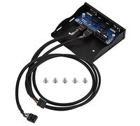 Panel frontal multifuncional, USB2.0 HD-Audio Floppy Panel frontal 3.5 '' 9Pin a 2 Interfaz USB2.0 con conector de audio MIC, construcción de metal resistente que resiste el desgaste y la rotura