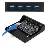 Panel Frontal USB PCI-E a 4xUSB3.0 para Chip Tarjeta de extensión Frontal Adaptador de bahía Flexible Tarjeta Vertical de expansión con Interfaz de alimentación SATA Negro