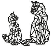 Panel: gatos 40 x 26 cm y 30 x 18 cm en negro | decoración de pared | recortado | adornos geométricos para pared | decoración colgante | fabricado en Europa