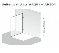 Panel lateral HSK Atelier Plan Pur para AP.201 - AP.204, con bisagra a la izquierda, tamaño: hasta 100,0 cm x 200,0 cm, AP.279-L-90-120, Cabinas de ducha: aspecto de acero inoxidable: Vidrio real Twin
