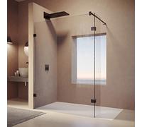 Panel lateral Hüppe SolvaPro, con segmento móvil, para entrar, fijación izquierda, ancho B1 200-1200mm, altura 1200-2000mm, ancho B2 300-600mm, hecho a medida, 7R368055H321, Cabinas de ducha: Perfil c