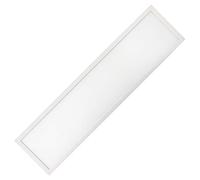 Panel LED 120x30 luminaria rectangular estrecha 40 W vatios en blanco frío de 6000K a 6500K kelvin. Perfil de aluminio moldeado blanco con la cortina blanca mate. 30000h de vida y 3 años de garantía