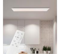 Panel LED de superficie Lightbox | 120 x 30 cm | panel regulable de pared y techo con marco blanco y mando a distancia y CCT | color de luz blanco cálido a blanco frío (3000-6500 K) | 4200 lm