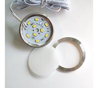 Panel LED delgado de 12 V CC 2 W cuadrado de aluminio para armario, estantería, cocina, bloque de terminales Dupont 2510 (blanco cálido, parte inferior redonda)