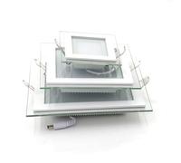 Panel LED regulable Downlight 6W 12W 18W Panel de vidrio cuadrado Luces Lámparas empotradas de techo de alto brillo SMD5730 AC110V AC220V(Cold White,12W 220V Dimmable)