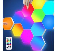 Panel LED RGB con Control Remoto,Paneles LED Pared Apliques LED Lampara Gaming Sensible al Tacto,Luces LED Hexagonales Set up Gaming Decoracion Luz Nocturna Geométricos para Salón Dormitorio,7 Paneles